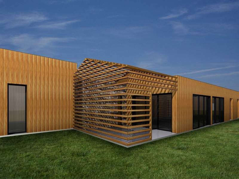 Bardage Bois Maison : Maison Ossature Bois Bardage Bac Acier Et Claire Voie Douglas En Ille Bardage Bois Maison : Maison Ossature Bois Bardage Bac Acier Et Claire Voie Douglas En Ille